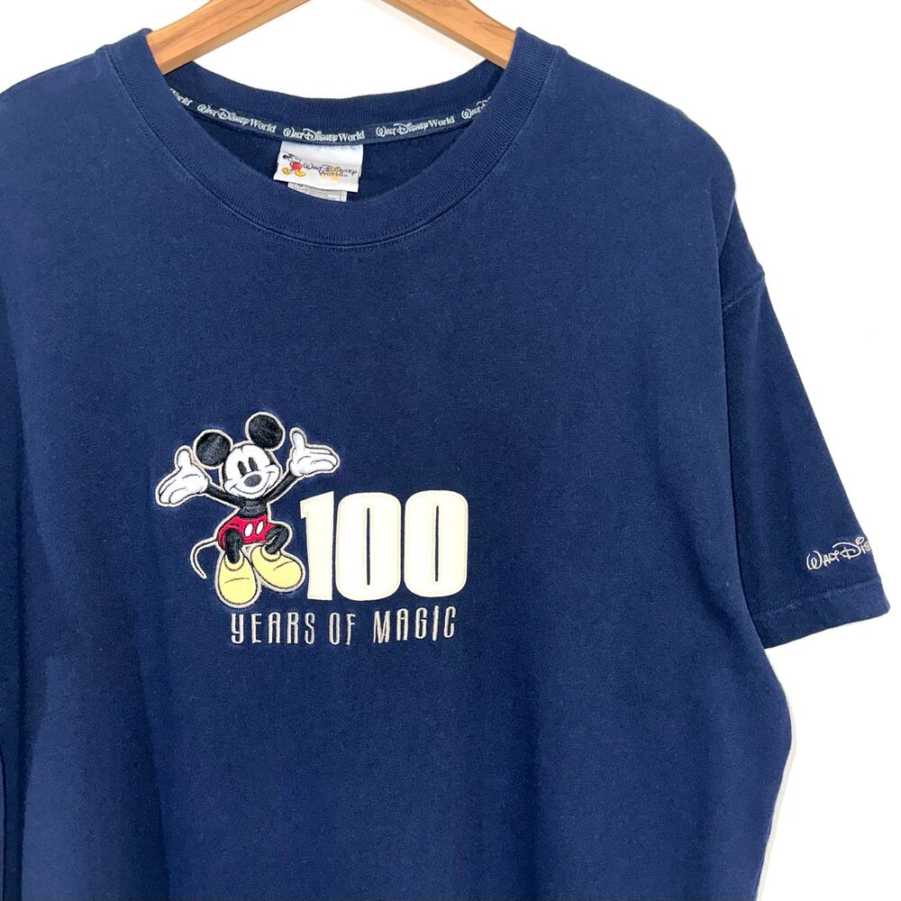 Walt Disney World 100 Years of Magic Navy Blue Short Sleeve T-Shirt Size Large - Picture 2 of 10
